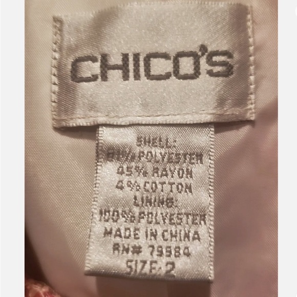 Chico’s 2 Embellished Coral Tweed Jacket Pearls and Beads - Picture 6 of 6